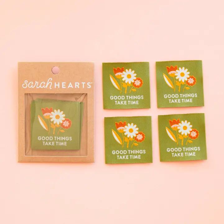 Large Good Things Take Time Woven Labels