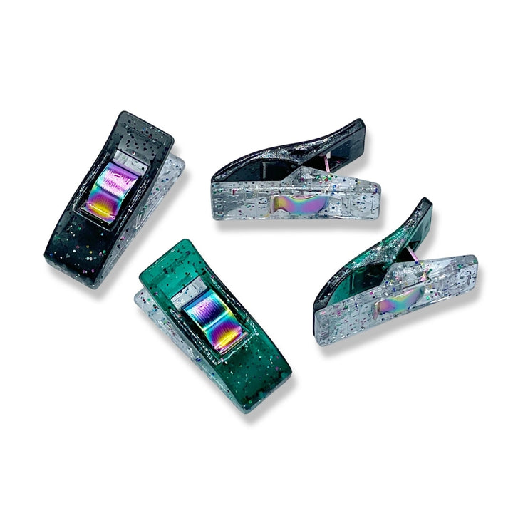 Emerald & Black Glitter Sewing Clips (50 pack)