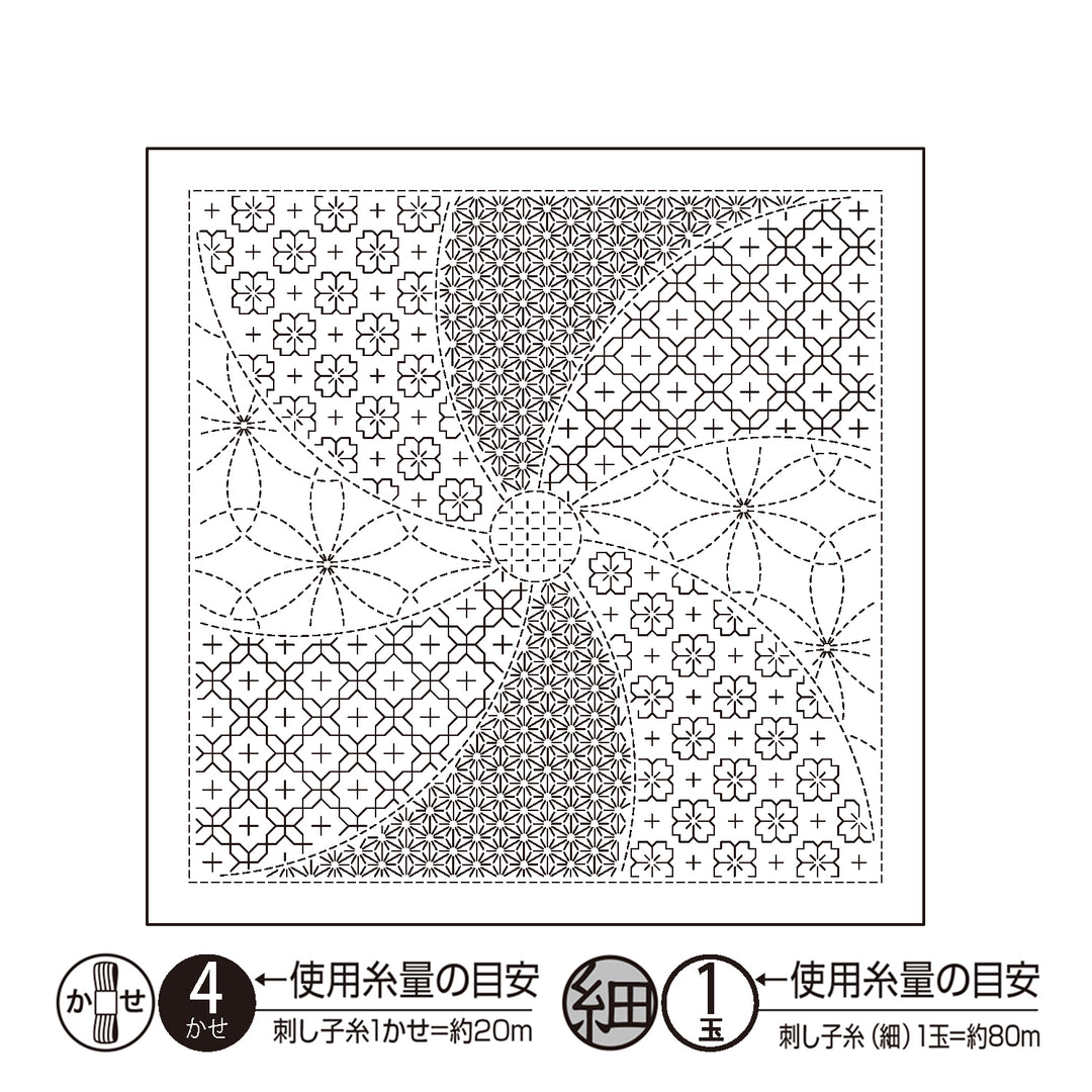 Mixed Pattern Sashiko Sampler - Hana Temari (H1144/H2144)