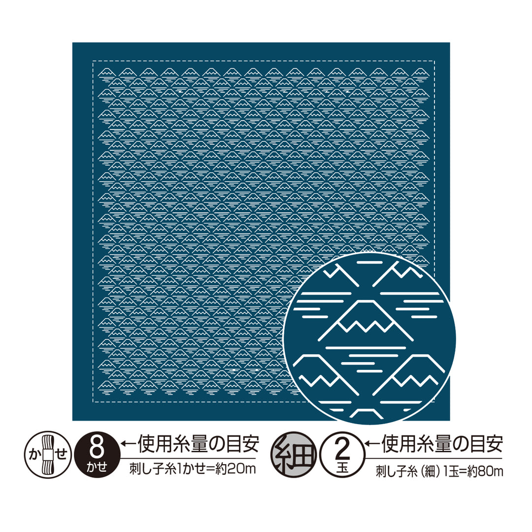 Hitomezashi Sashiko Stitching Sampler - Mt. Fuji (1086)