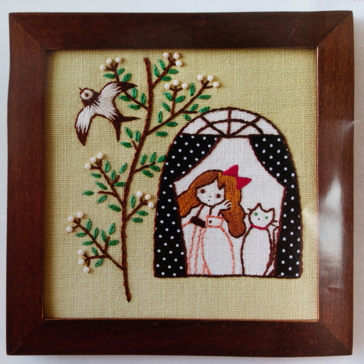 Hiroko Ishii Embroidery Kit - Daily Life with Cats Window