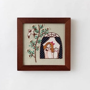 Hiroko Ishii Embroidery Kit - Daily Life with Cats Window