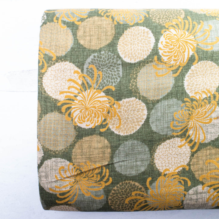 Nara Homespun :: Chrysanthemum and Dots in Pine (NHS4D15)