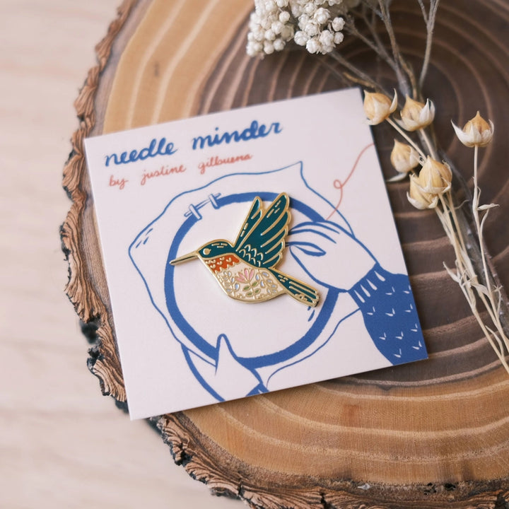 Magnetic Enamel Needle Minder - Hummingbird