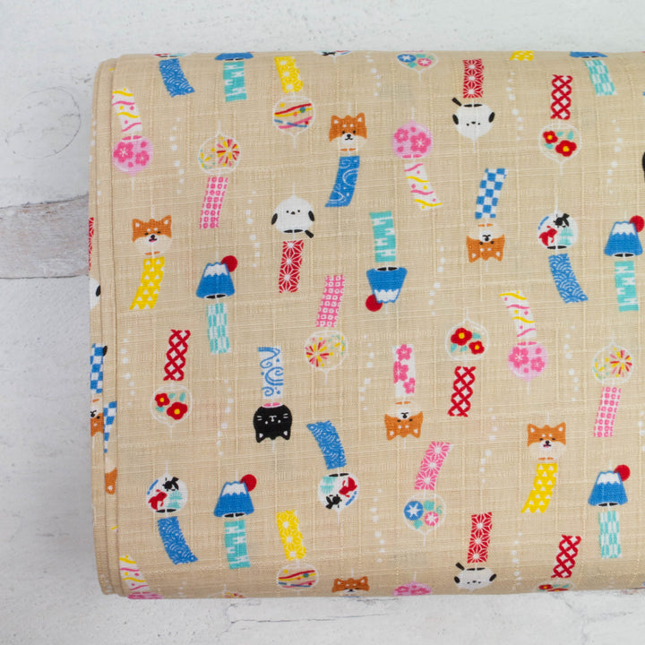 Japanese Cotton Dobby Fabric - Kawaii Paper Wishes on Ivory (AP2061A)