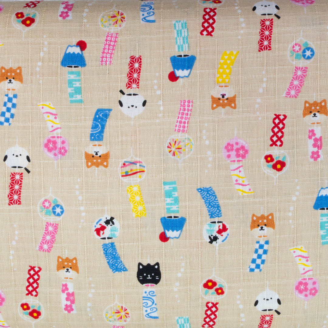 Japanese Cotton Dobby Fabric - Kawaii Paper Wishes on Ivory (AP2061A)