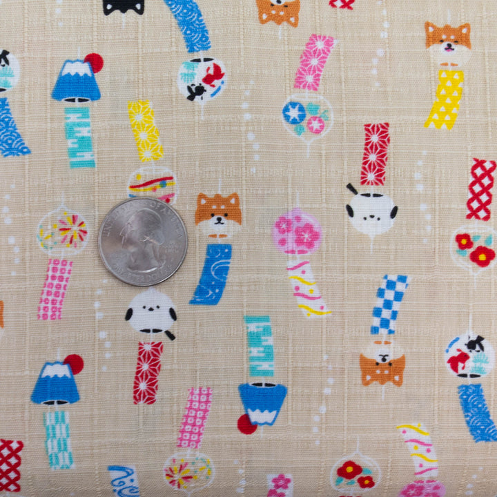 Japanese Cotton Dobby Fabric - Kawaii Paper Wishes on Ivory (AP2061A)