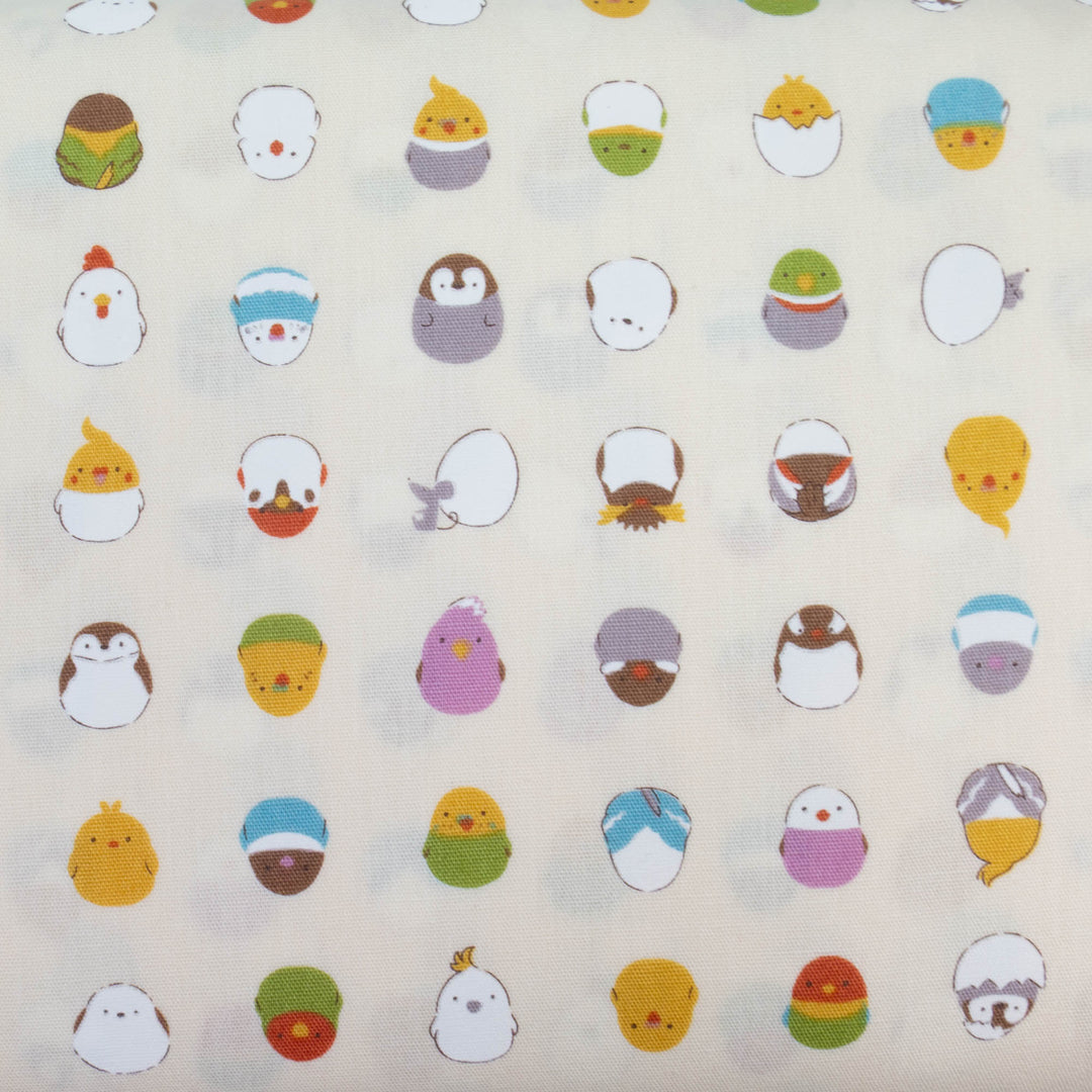 Japanese Cotton Fabric - Kawaii Birds in Eggs on Natural (SP251A)