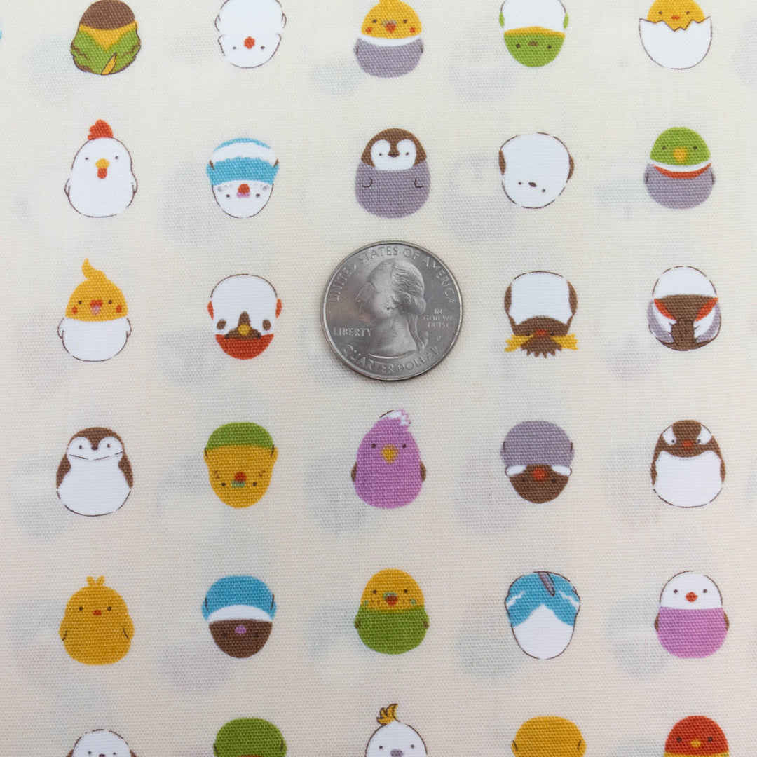 Japanese Cotton Fabric - Kawaii Birds in Eggs on Natural (SP251A)