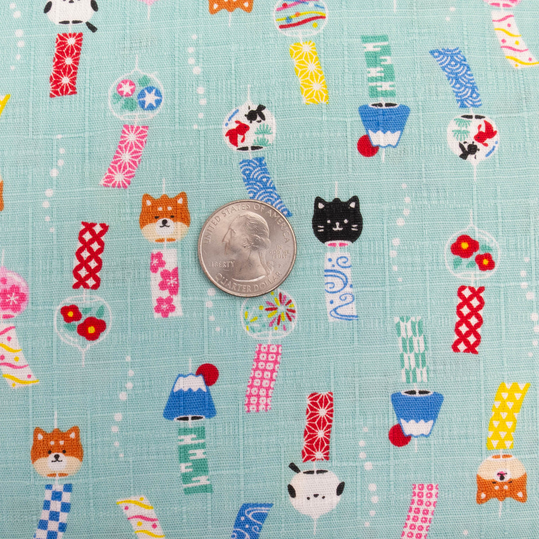Japanese Cotton Dobby Fabric - Kawaii Paper Wishes on Lt Blue (AP2061C)