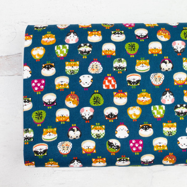 Japanese Cotton Fabric - Kawaii Clasp Purse Faces (COCO21E)
