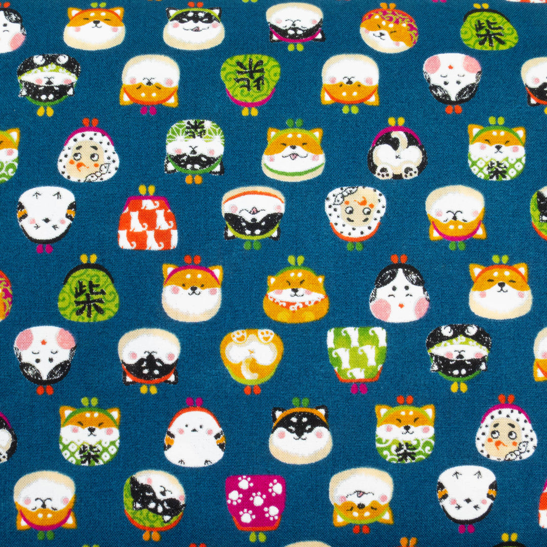 Japanese Cotton Fabric - Kawaii Clasp Purse Faces (COCO21E)