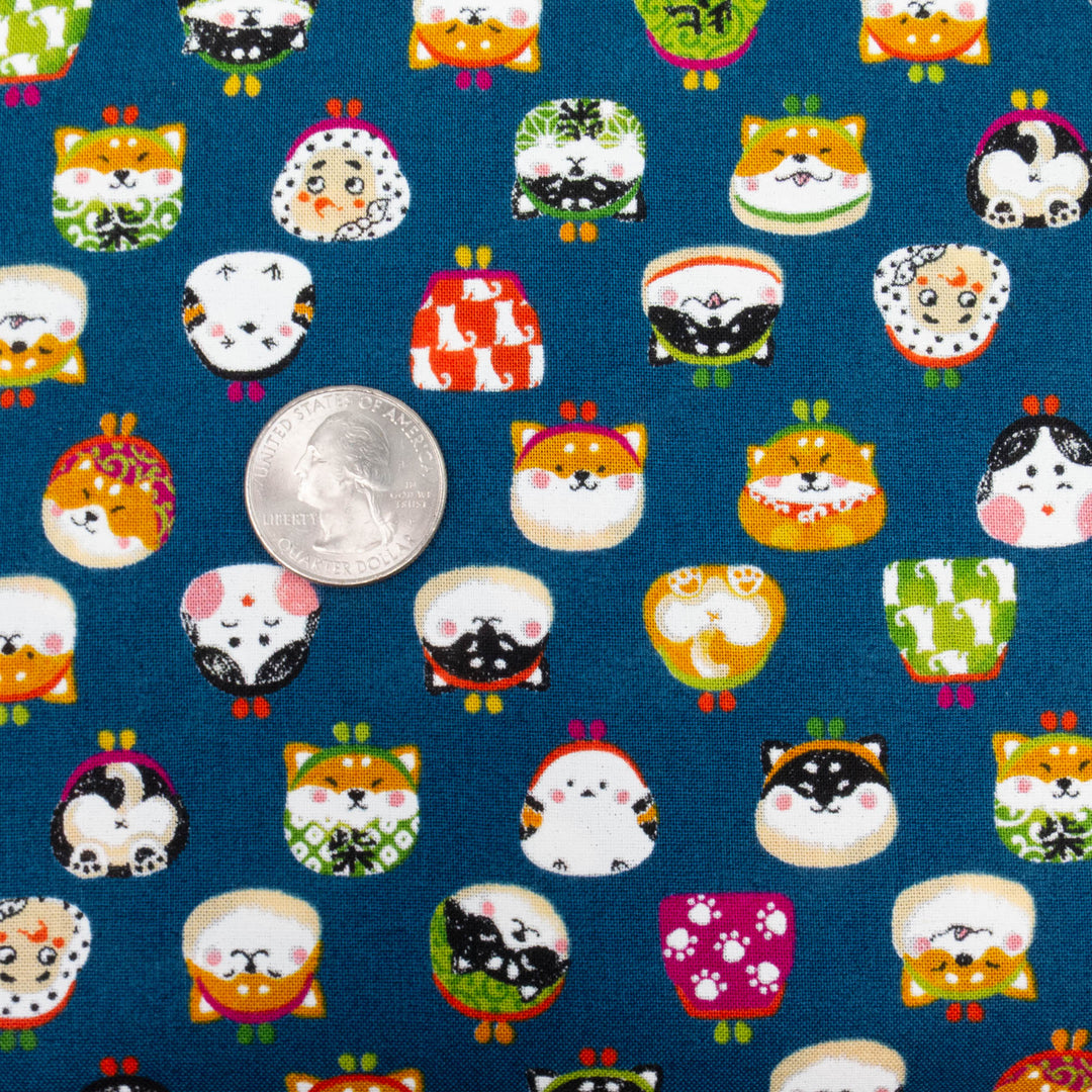 Japanese Cotton Fabric - Kawaii Clasp Purse Faces (COCO21E)