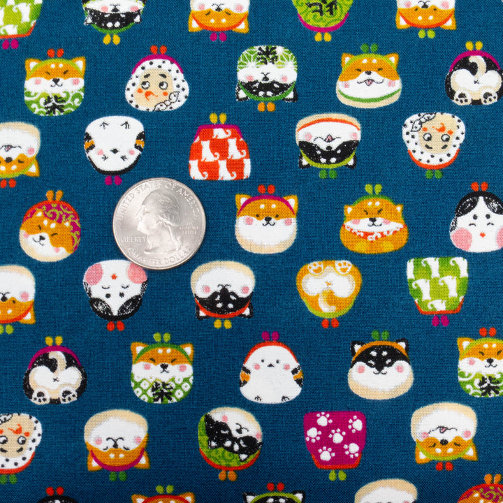 Japanese Cotton Fabric - Kawaii Clasp Purse Faces (COCO21E)
