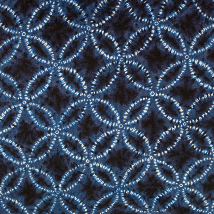 Shibori Blues Cotton Fabric - Shippo Tsunagi Blue Dark Navy (SB57D21)