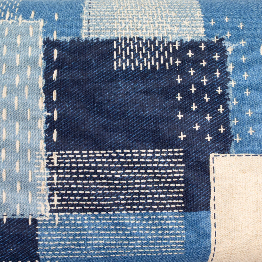 Cotton Linen Blend Lightweight Canvas - Boro Patchwork (YGA001B)