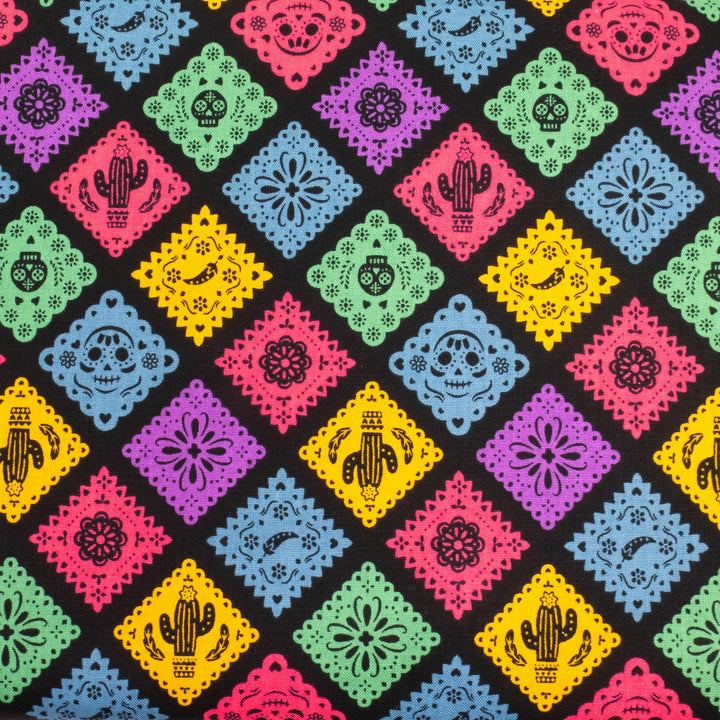 Japanese Cotton Fabric - Papel Picado on Black (NN1912F)