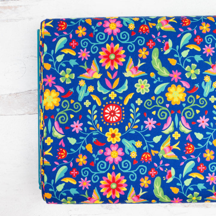 Japanese Cotton Fabric - Otomi Fiesta Floral on Navy (NN1911E)