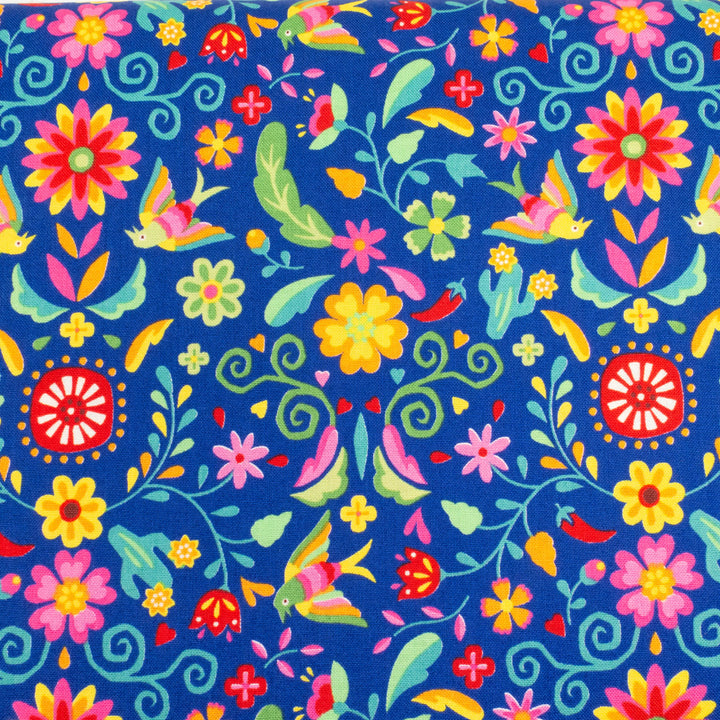 Japanese Cotton Fabric - Otomi Fiesta Floral on Navy (NN1911E)
