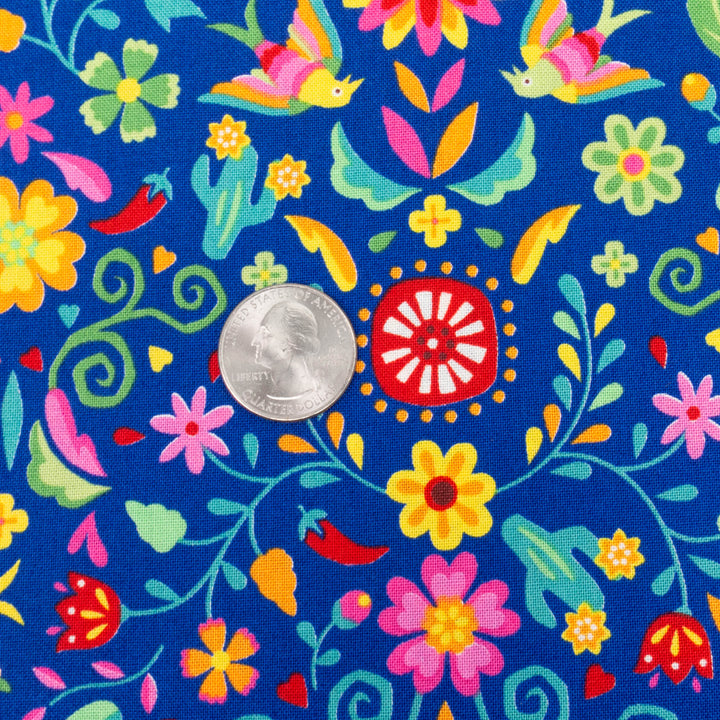 Japanese Cotton Fabric - Otomi Fiesta Floral on Navy (NN1911E)