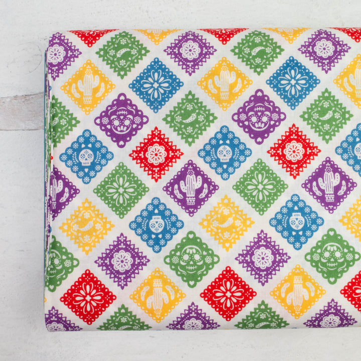 Japanese Cotton Fabric - Papel Picado on White (NN1912A)
