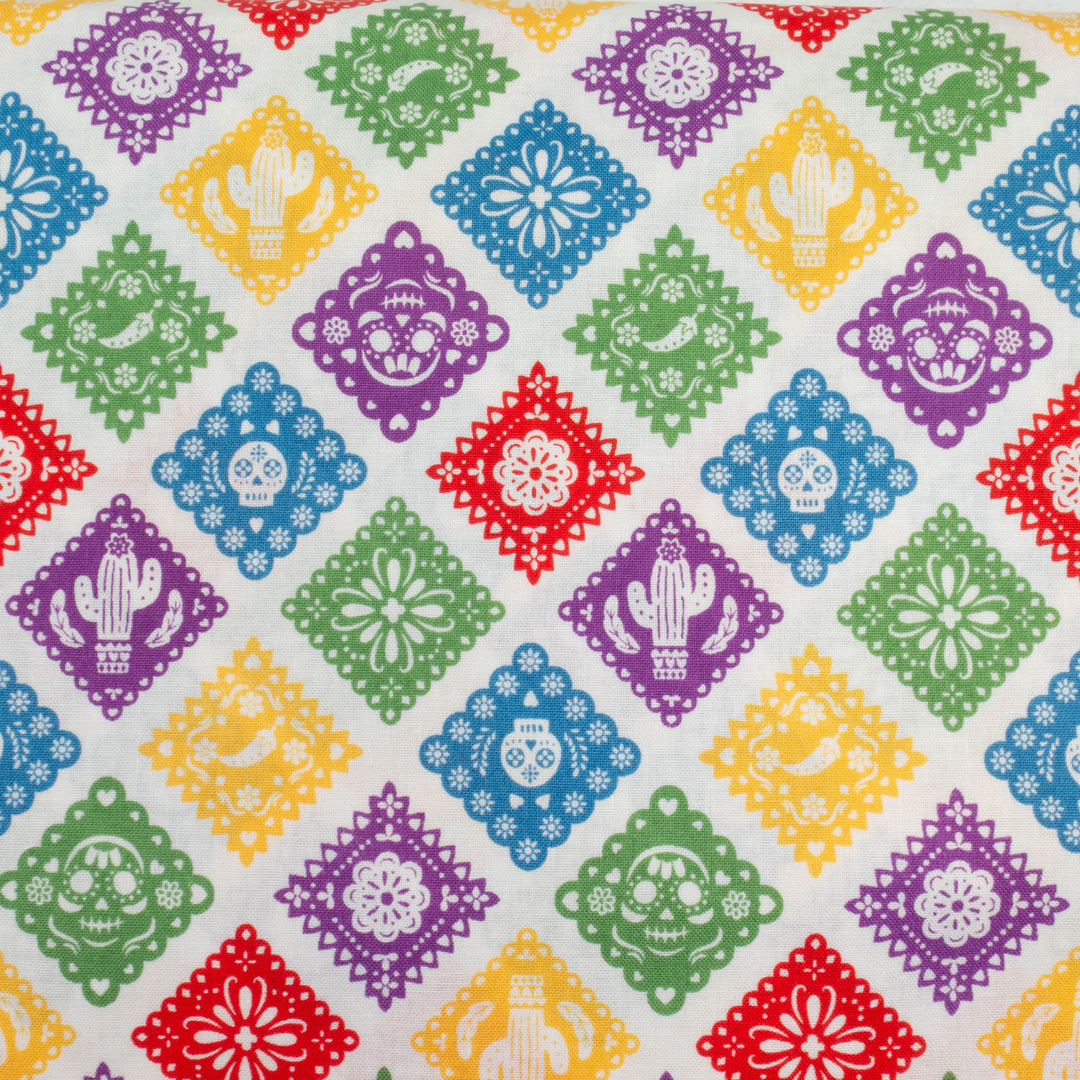 Japanese Cotton Fabric - Papel Picado on White (NN1912A)