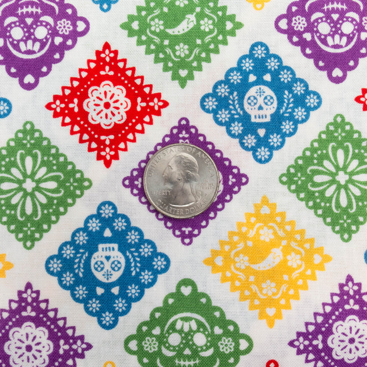 Japanese Cotton Fabric - Papel Picado on White (NN1912A)