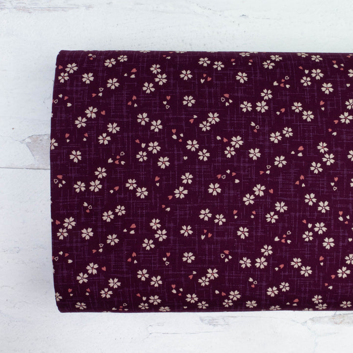 Sevenberry Japanese Cotton Fabric - Cherry Blossom on Purple (SBK7D24)