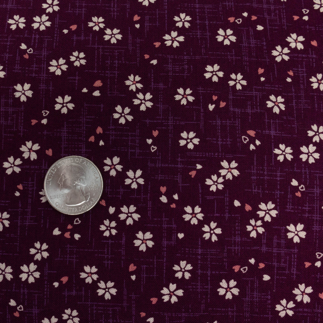 Sevenberry Japanese Cotton Fabric - Cherry Blossom on Purple (SBK7D24)