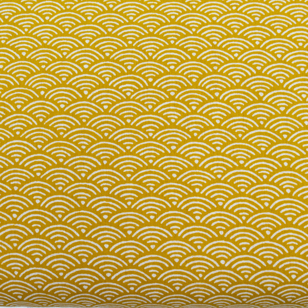 Japanese Cotton Fabric - Gold Segaiha Waves (YK301A)