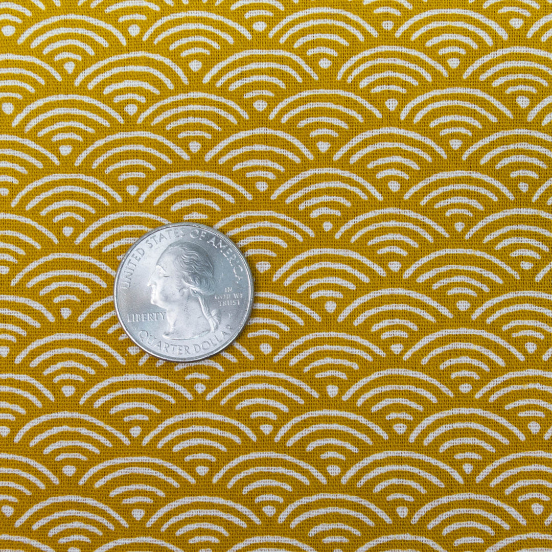 Japanese Cotton Fabric - Gold Segaiha Waves (YK301A)