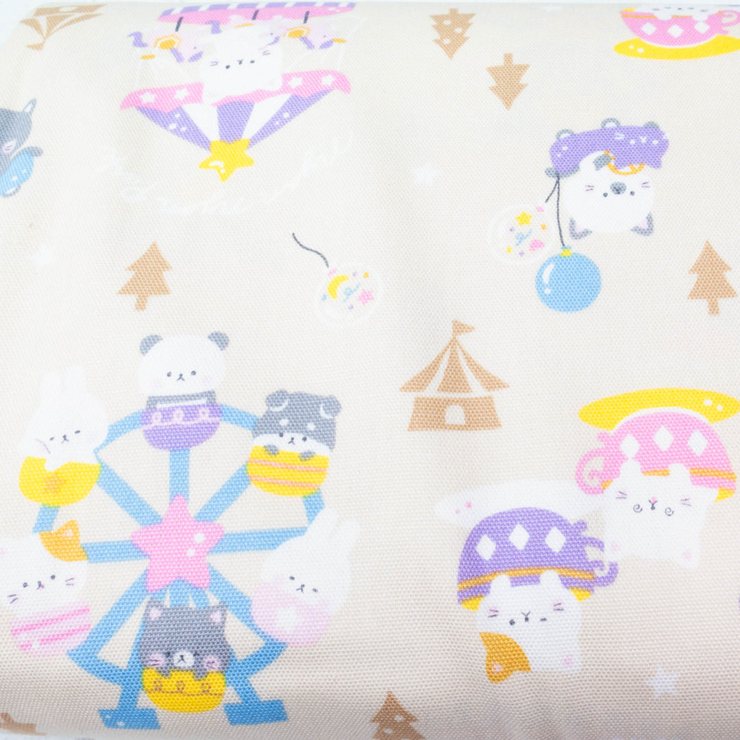Japanese Cotton Oxford Fabric -  Kawaii Animals at a Carnival (COS-1073A)
