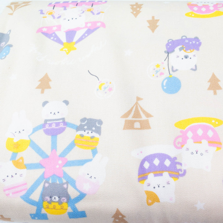 Japanese Cotton Oxford Fabric -  Kawaii Animals at a Carnival (COS-1073A)