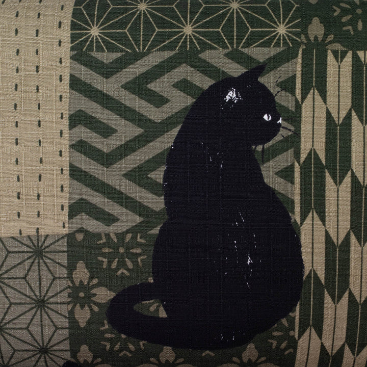 Japanese Cotton Fabric - Large Black Cats on Boro Patchwork (COS-1030B)