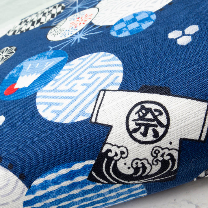 Japanese Cotton Dobby Fabric - Summer Festival on Navy (COS-1052C)