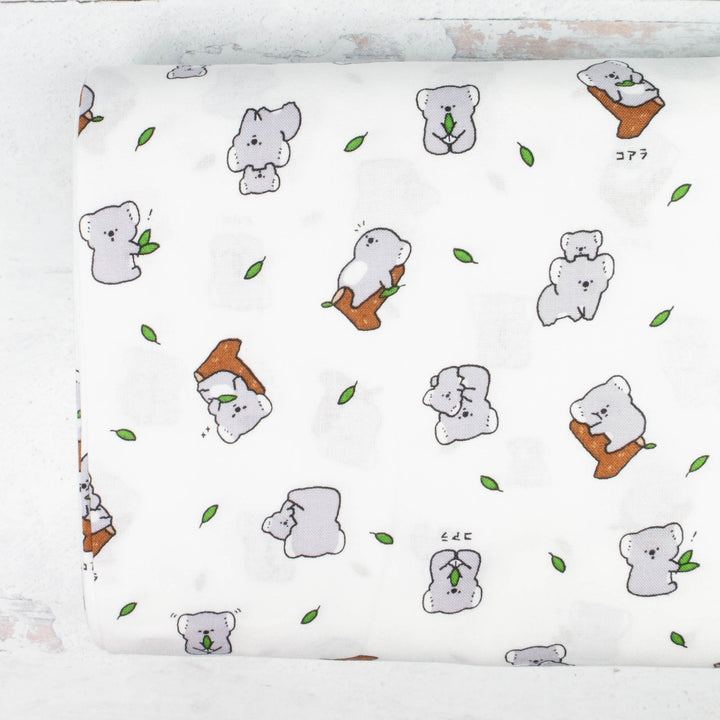 Japanese Cotton Fabric - Chubby Koalas on White (COS-1043A)