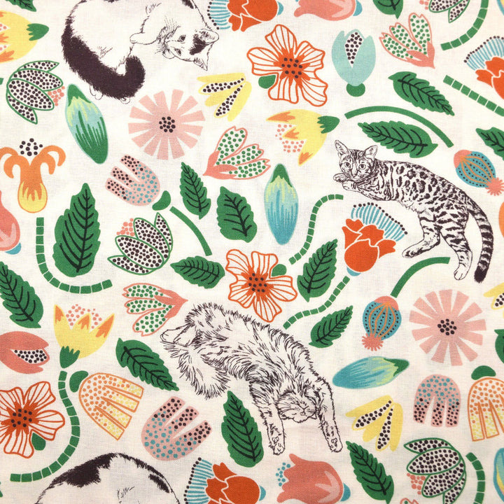 Japanese Cotton Fabric - 365 Cat Garden (KOK17103A)