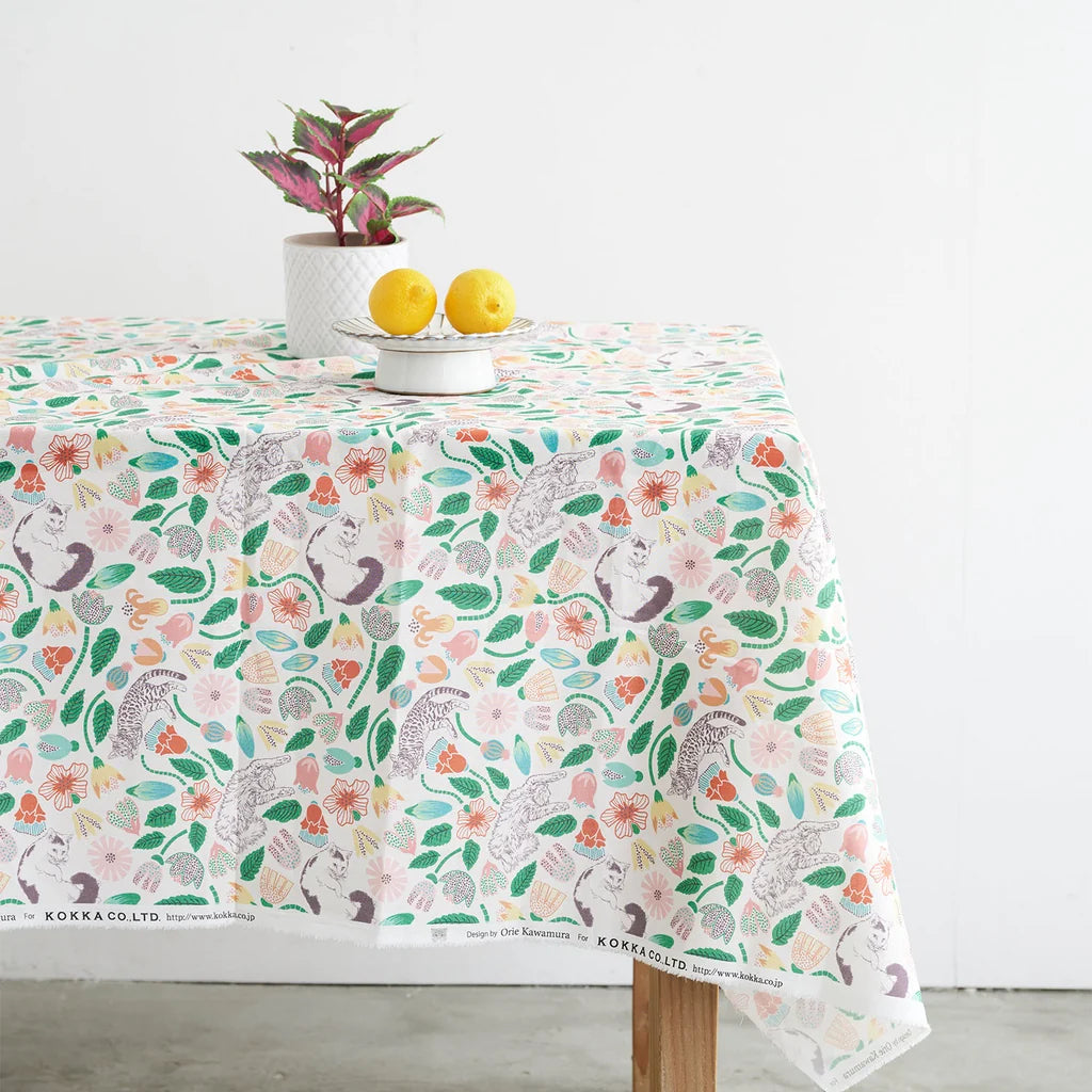Japanese Cotton Fabric - 365 Cat Garden (KOK17103A)