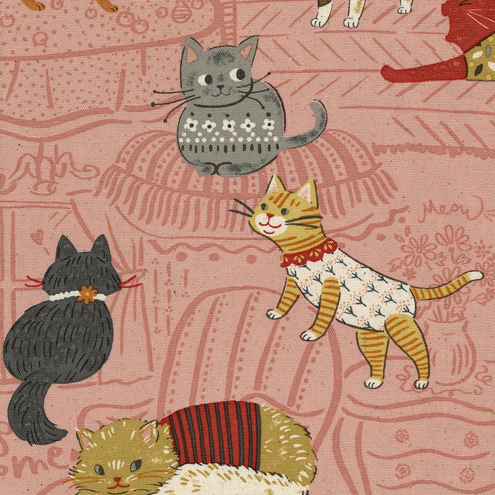 Japanese Cotton Oxford Fabric - Powerful Animal Cats (KOK0001B)