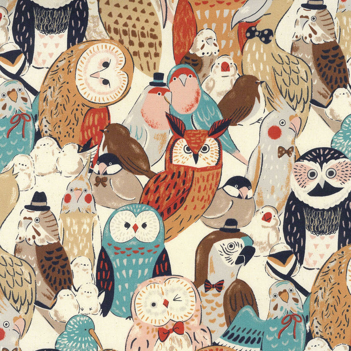Japanese Cotton Oxford Fabric - Powerful Animal Birds (KOK502B)