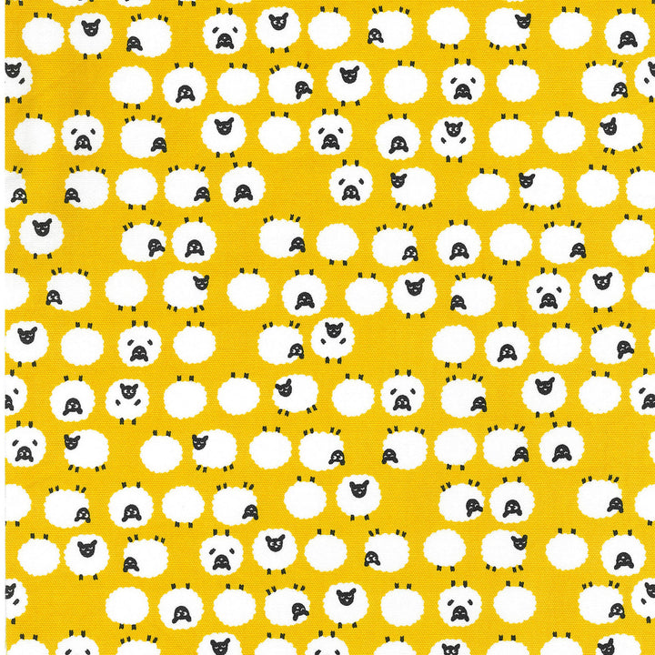 Japanese Cotton Oxford Fabric - Sheep on Yellow/Orange (KOK90102B)
