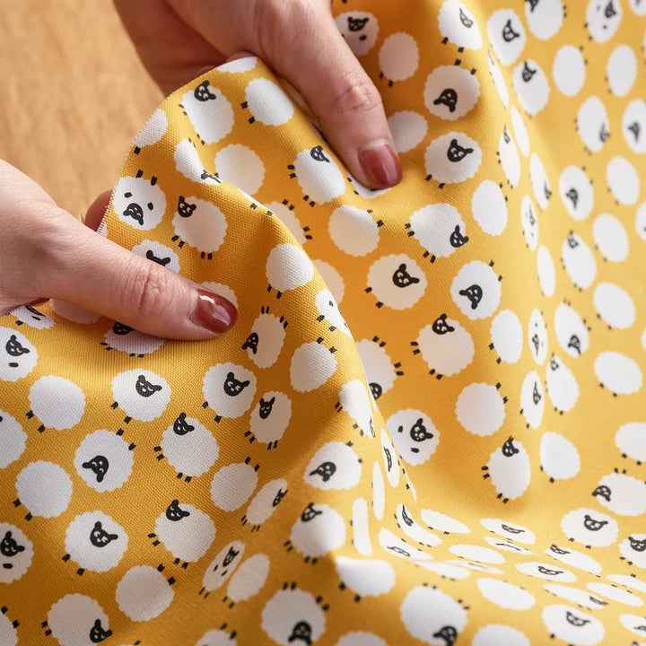 Japanese Cotton Oxford Fabric - Sheep on Yellow/Orange (KOK90102B)