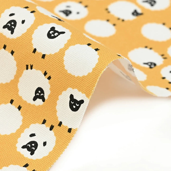 Japanese Cotton Oxford Fabric - Sheep on Yellow/Orange (KOK90102B)