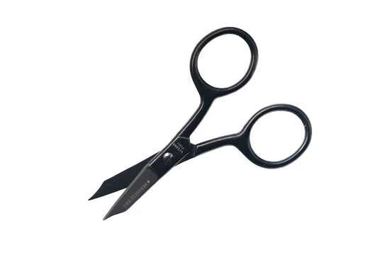 Open Black scissors on a white background