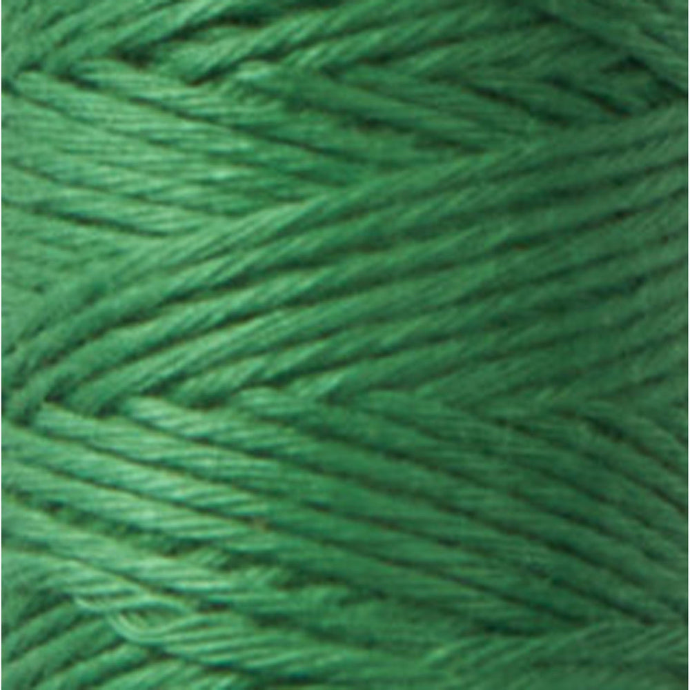 Close-up of green embroidery thread spool showcasing smooth texture of Cosmo Hidamari Sashiko Thread - Green (#31) for Sashiko and needlework projects.