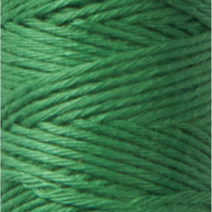 Close-up of green embroidery thread spool showcasing smooth texture of Cosmo Hidamari Sashiko Thread - Green (#31) for Sashiko and needlework projects.