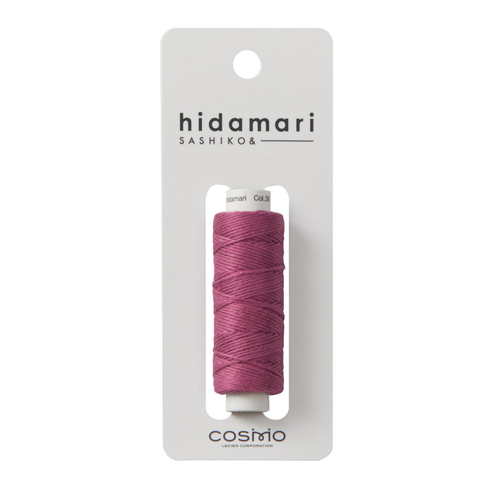 Cosmo Hidamari Sashiko Thread - Mulberry Blush (#38) spool of high-quality Japanese embroidery thread in a deep pink shade, ideal for sashiko and needlework projects.