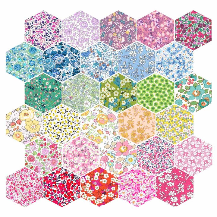 Liberty Tana Lawn Fabric 1.75″ Hexagons - Rainbow Assortment