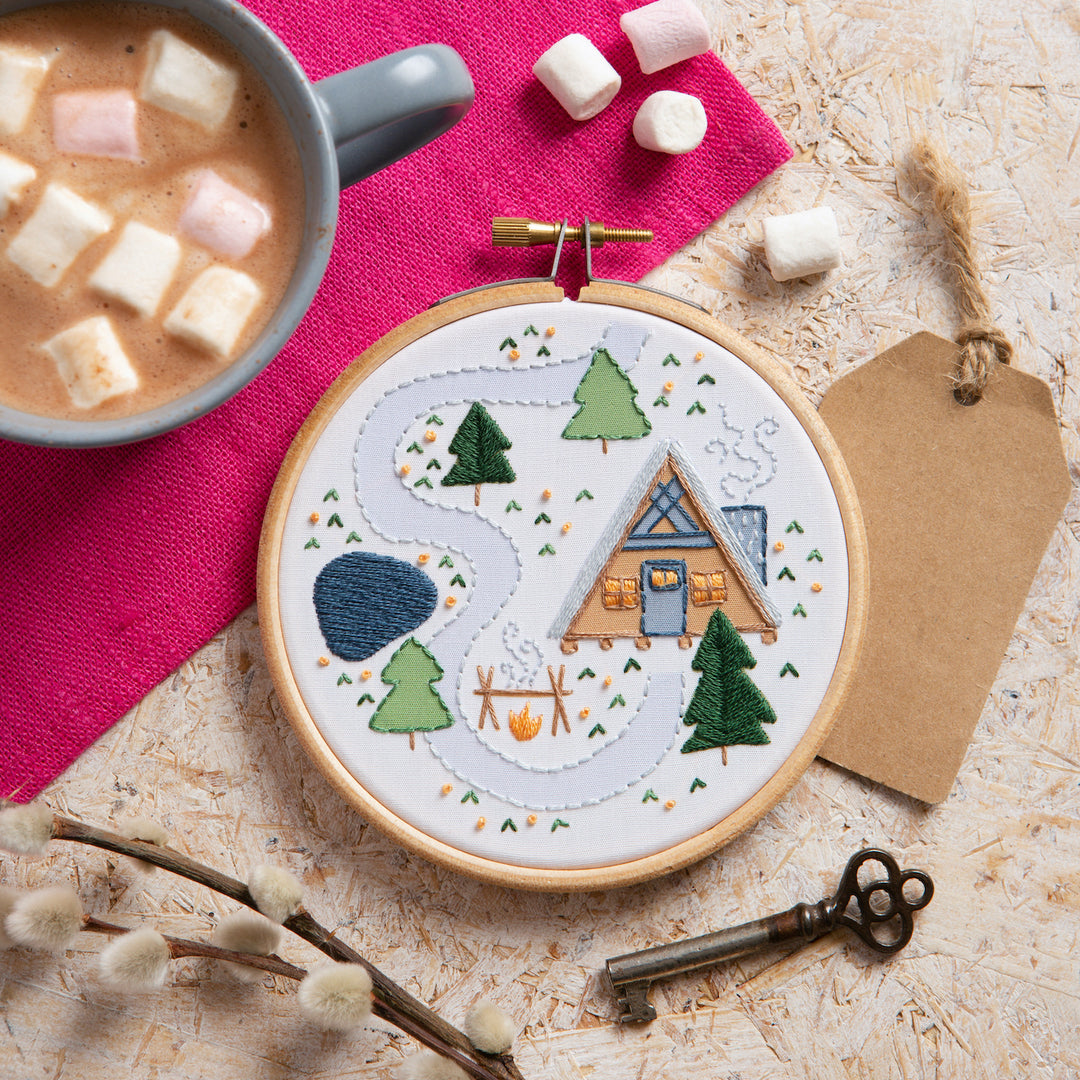 Log Cabin Mini Embroidery Kit – Snuggly Monkey