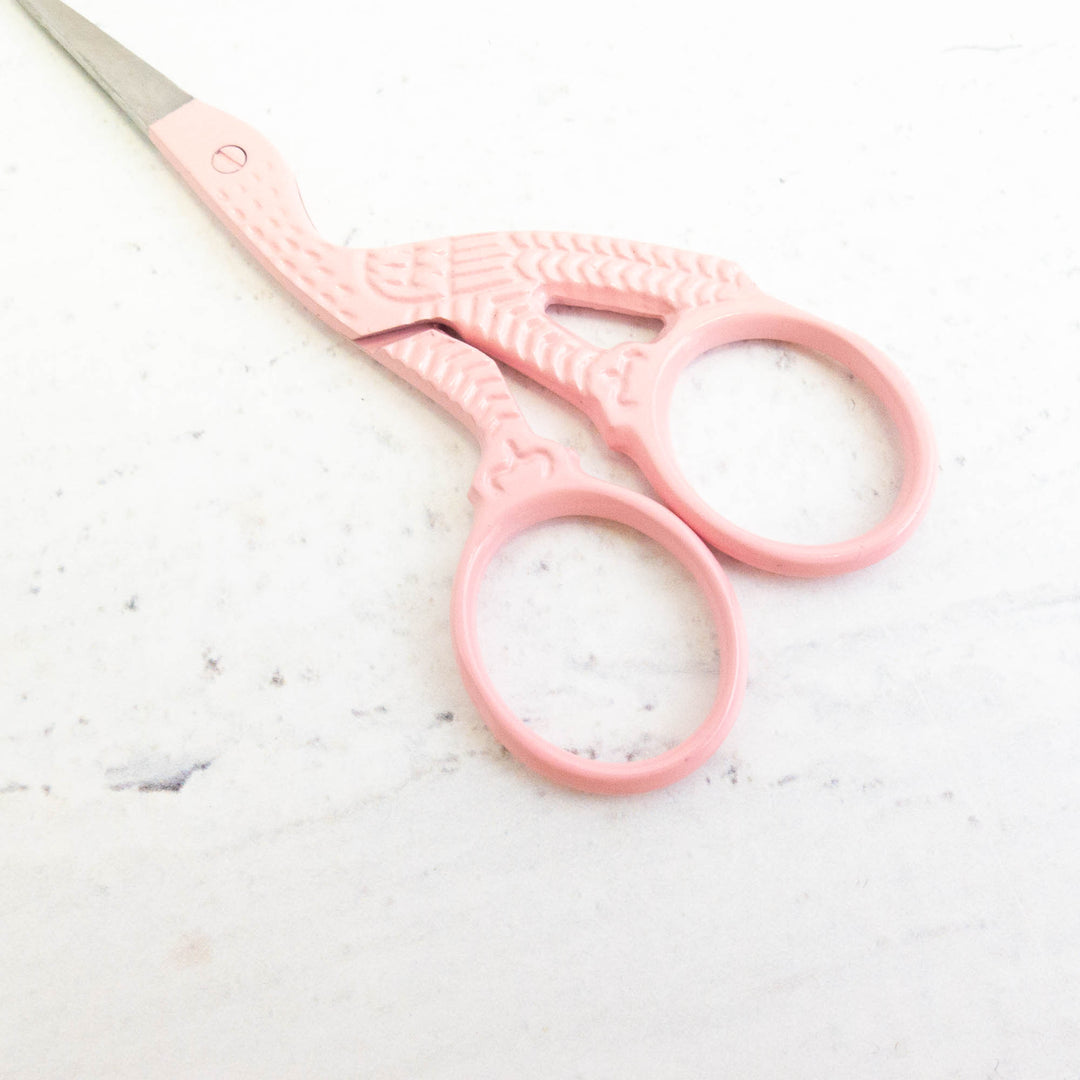 Stork Scissors Pink Embroidery Scissors, Sewing Scissors, Small